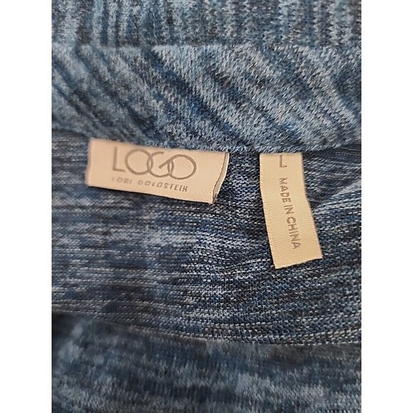 LOGO by Lori Goldstein Cardigan Sweater Blue Space Dyed  Women's Large - Picture 9 of 10